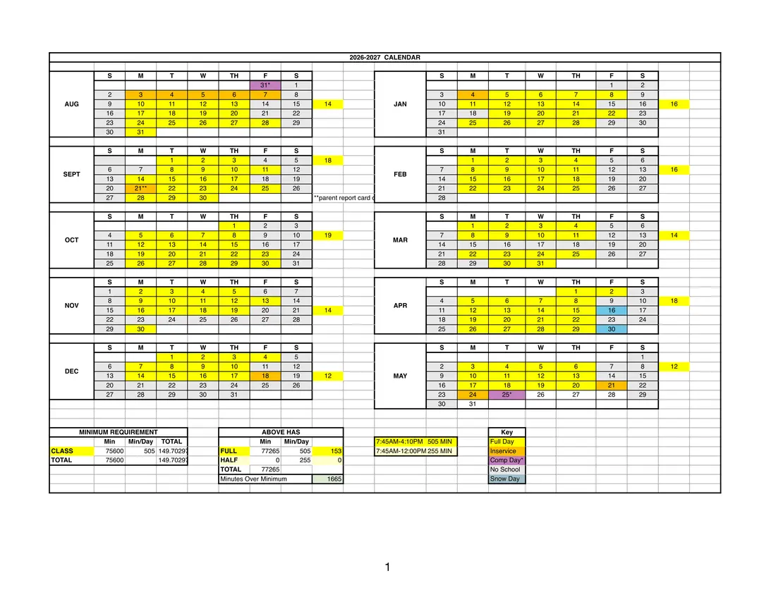 Kress ISD 2026–2027 academic calendar