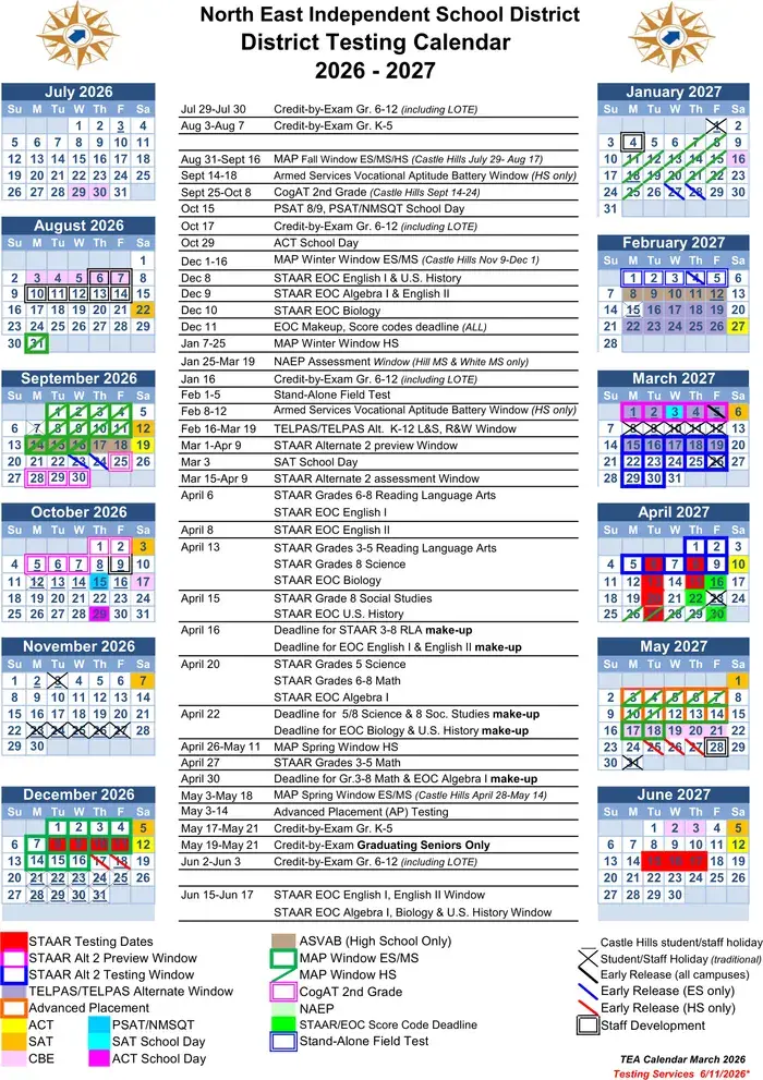 North East ISD 2026–2027 academic calendar