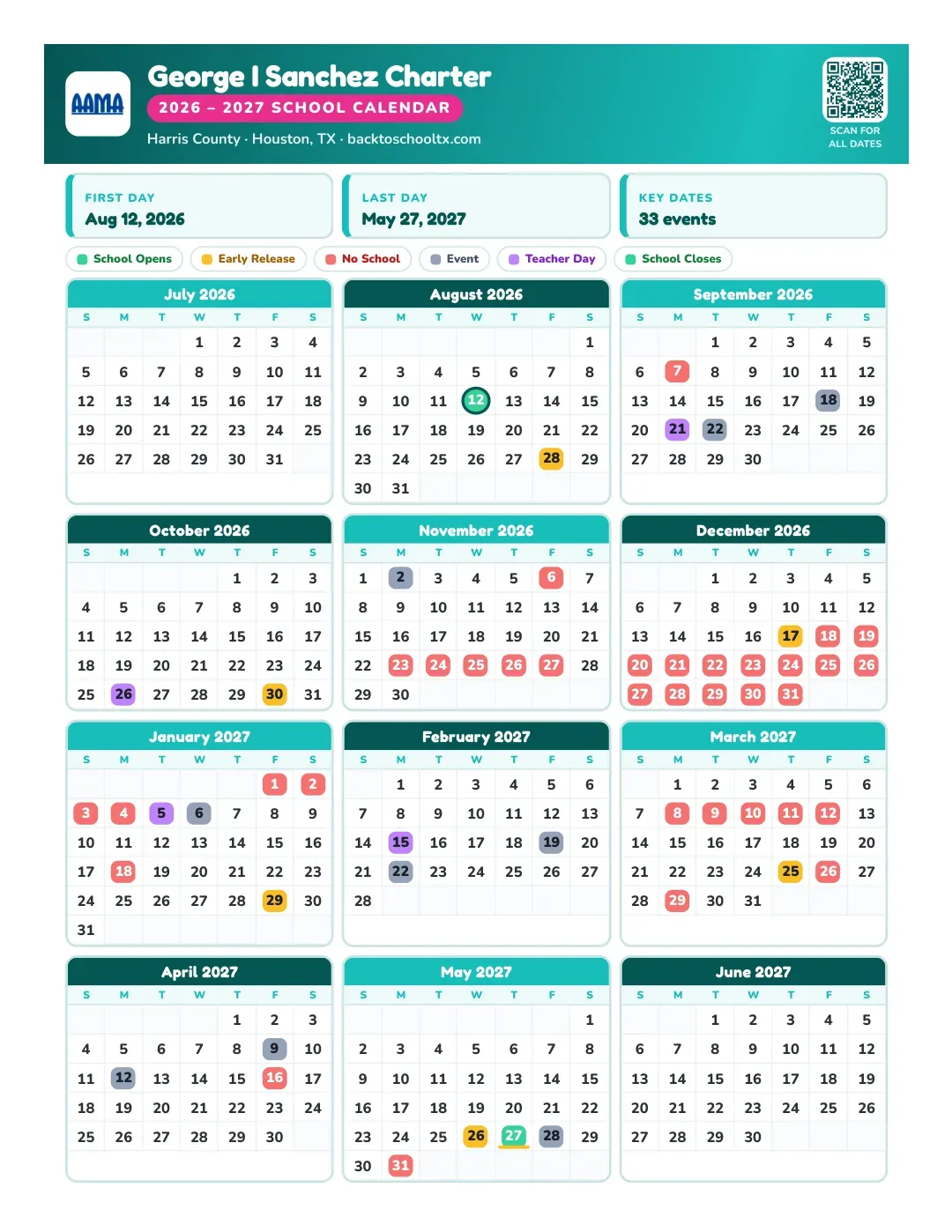 George I Sanchez Charter Calendar for the Year 26-27