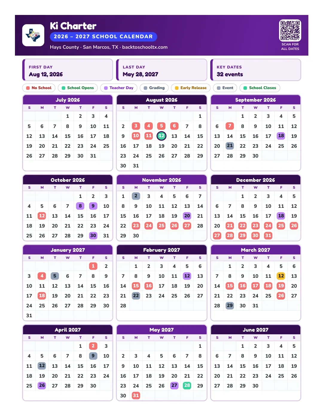 Ki Charter Calendar for the Year 26-27