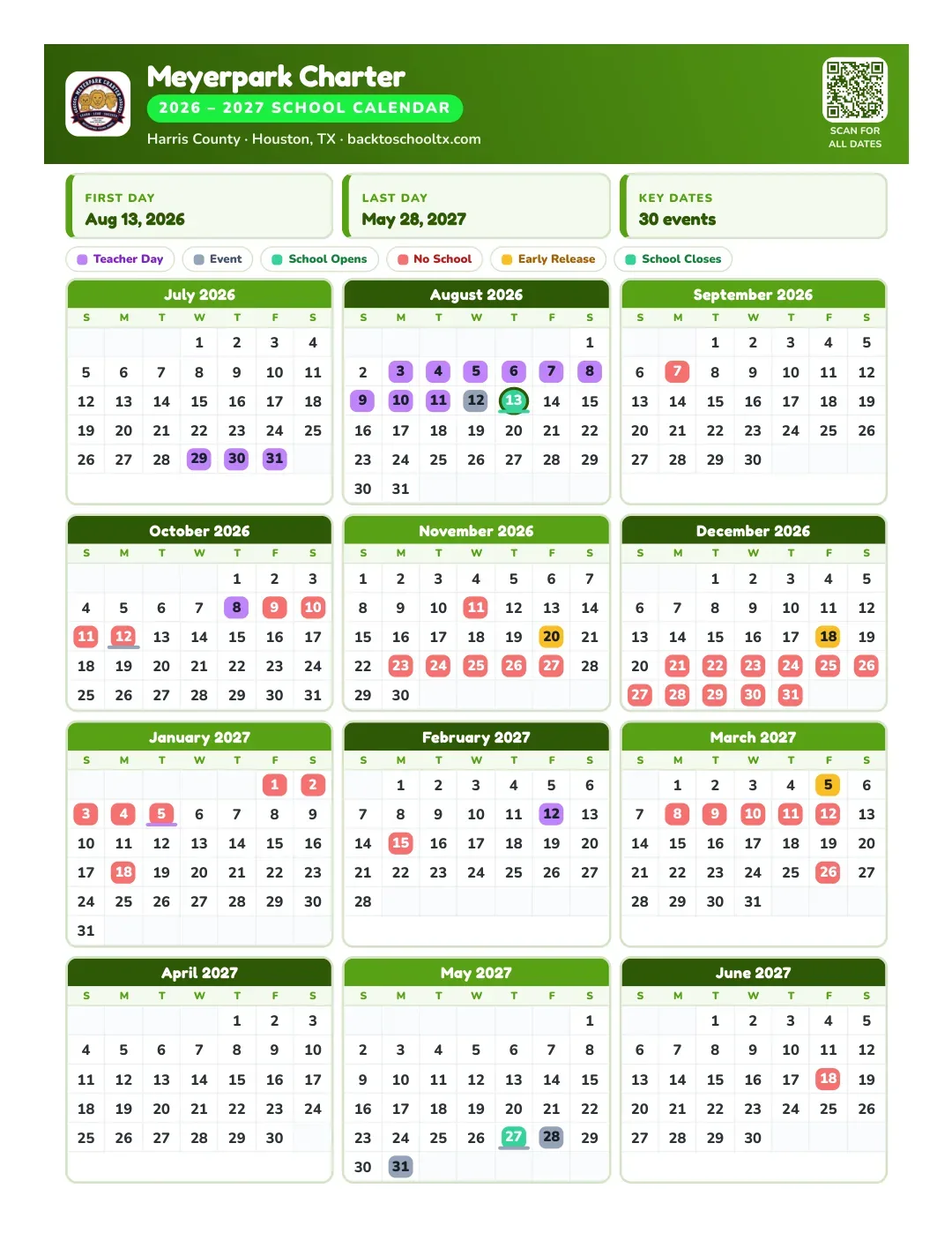 Meyerpark Charter Calendar for the Year 26-27