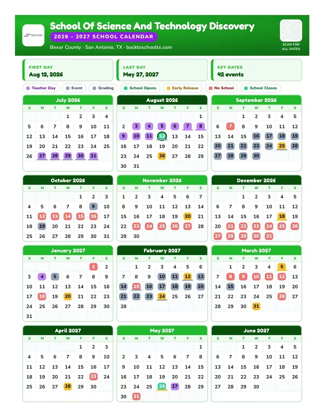 School Of Science And Technology Discovery Calendar for the Year 26-27