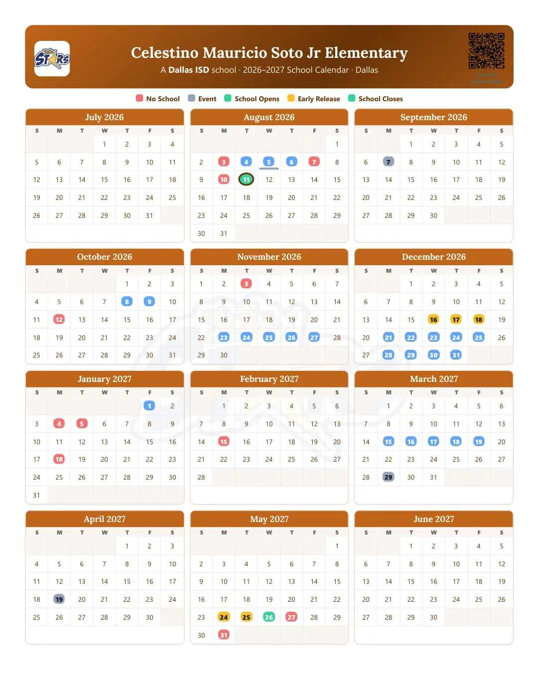 Celestino Mauricio Soto Jr Elementary Calendar for the Year 26-27