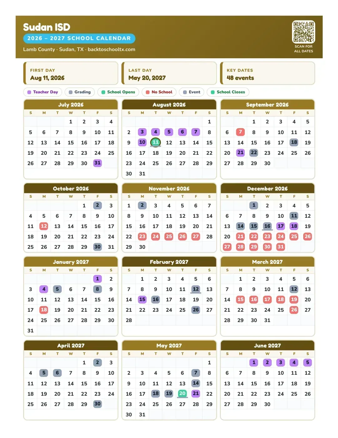 Sudan ISD Calendar for the Year 26-27