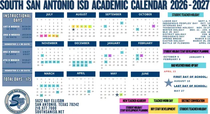 South San Antonio ISD 2026–2027 academic calendar